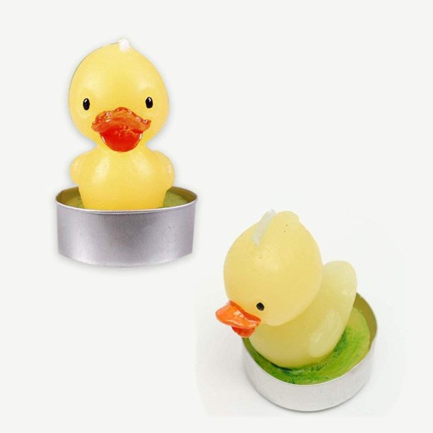 Duck candle 2 inch tea light yellow rubber burns for 1 hr, party & baby