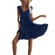 thumbnail image 1 of Txlixc, vestido informal de verano para mujer, vestido acampanado de Color sólido sin mangas con cuello en V y volantes, vestido plisado para fiesta en la playa, ropa de calle Txlixc  Estilo de ocio, 1 of 7