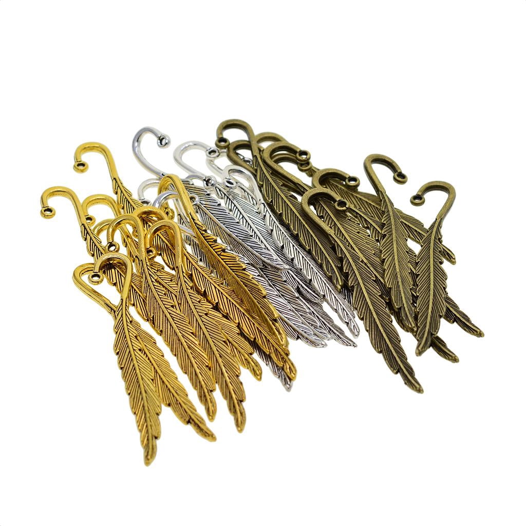 GUOOL 48Pcs Assorted Metal Bookmarks Label Stationery Beading Hook Feather Book Marker