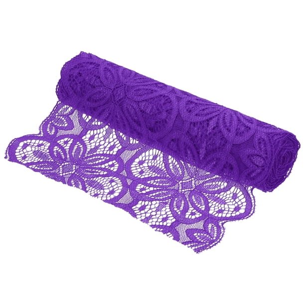 Cinta de Encaje 3 Yardas 7 Pulgadas Cinta de Flor de Encaje para Bricolaje, Envoltorios de Regalos, Diademas, Bodas, Púrpura