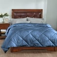 thumbnail image 2 of 1 Piece Striped Diamond Pattern Comforter Super Soft 800 Thread Counts, All Season, 100% Egyptian Cotton, Oversized Super King Size Medium Blue Color, 2 of 7