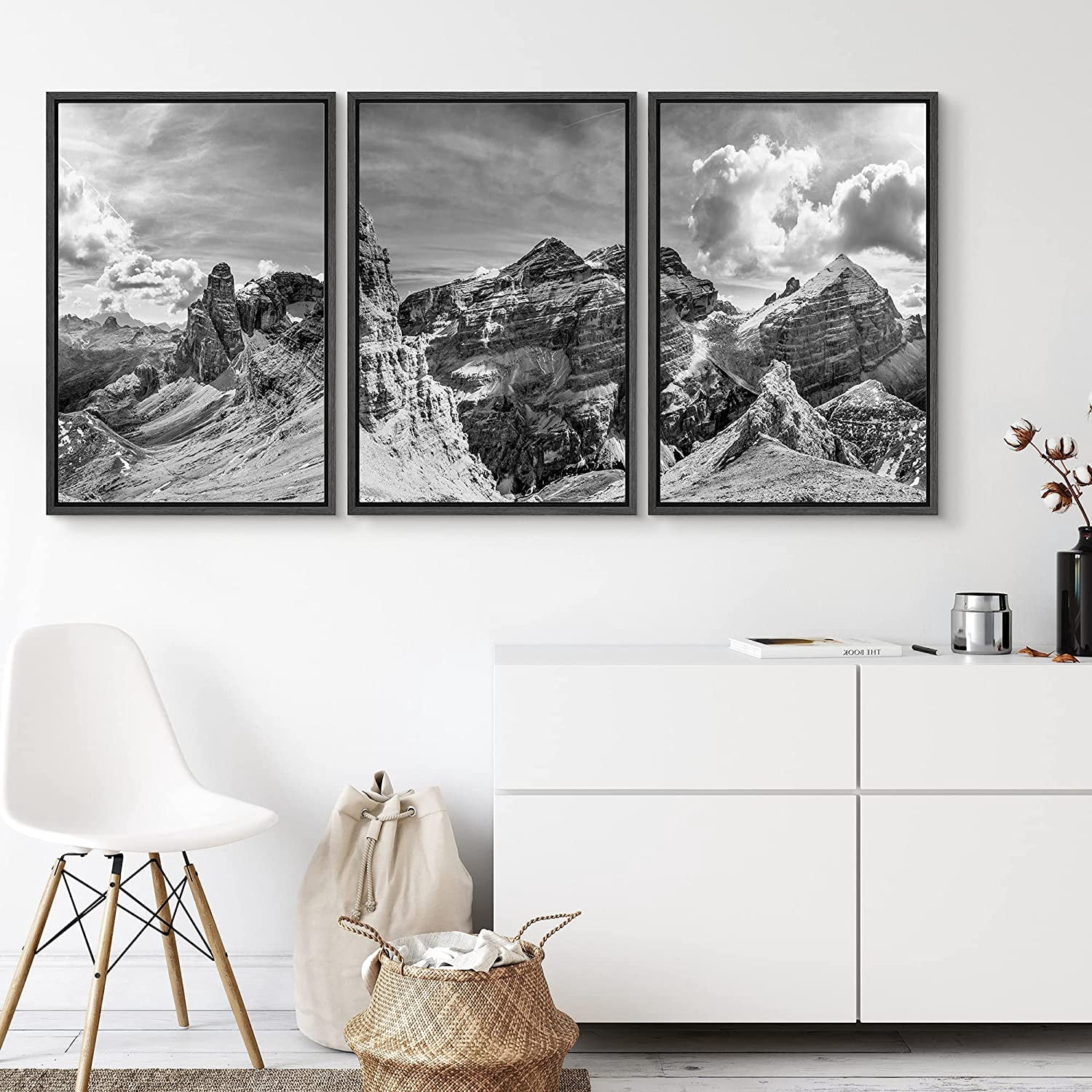 PixonSign Canvas Print Wall Art Set Mountain Range on a Sunlit Day ...