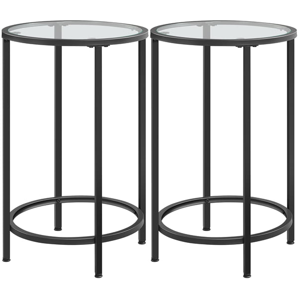 Nightstand Bedside Table with Metal Legs for Bedroom PAK Home Marble Look Wood Round Sofa Side Tables for Small Spaces Grey Sturdy & Easy Assembly Living Room Set of 2 END Table Office