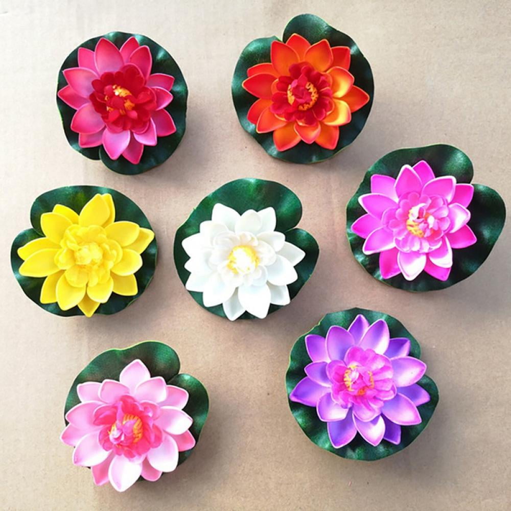 1/5/8 Pcs Artificial Lotus, Floating Foam Lotus Flowers with Water Lily