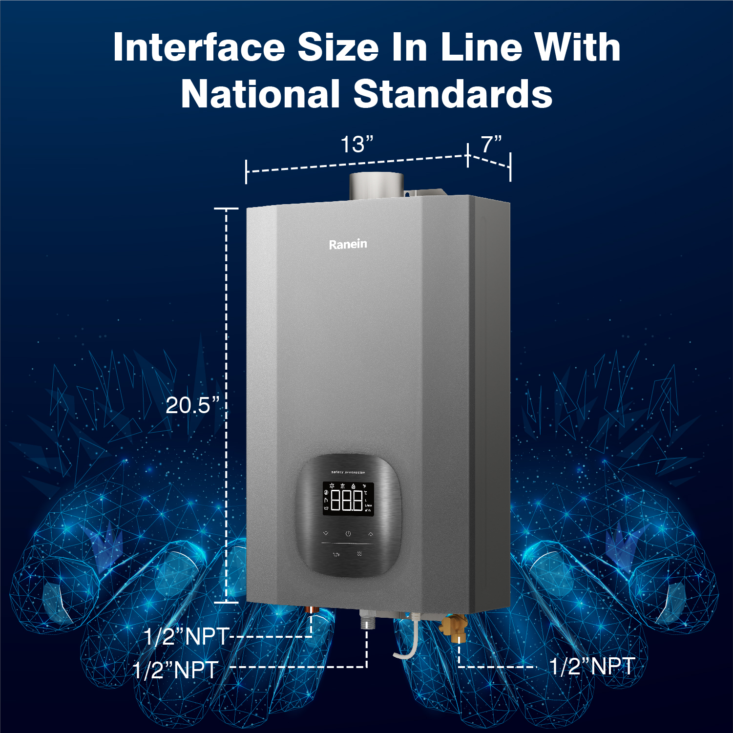 Ranein Natural Gas Tankless Water Heater for Indoor, with Vent Pipe