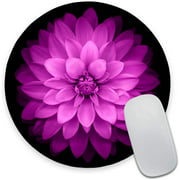 Purple Floral Mouse Pad, Watercolor Flowers Round