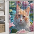 thumbnail image 4 of Cute Cat Pattern Shower Curtain 4-Piece Set, Bathroom Decor with 72" x 72" Shower Curtain, Toilet Cover Mat, U-Shaped Mat, Non-Slip Floor Mat and 12Hooks, 4 of 7