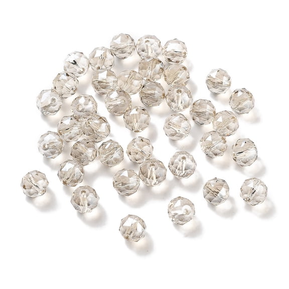 100pcs Electroplate Round Glass Beads Pearl Luster Faceted Wheat 8mm Hole: 1.4mm