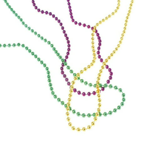 BULK MARDI GRAS 4MM BEAD NECKLACES, SOLD BY 4 GROSSES