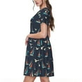 thumbnail image 2 of Easygdp Sailboat And Seagull para Vestido Transpirable de Mujer, Vestido Suelto de Manga Corta con Pliegues y Bolsillos para el Verano, 2 of 6