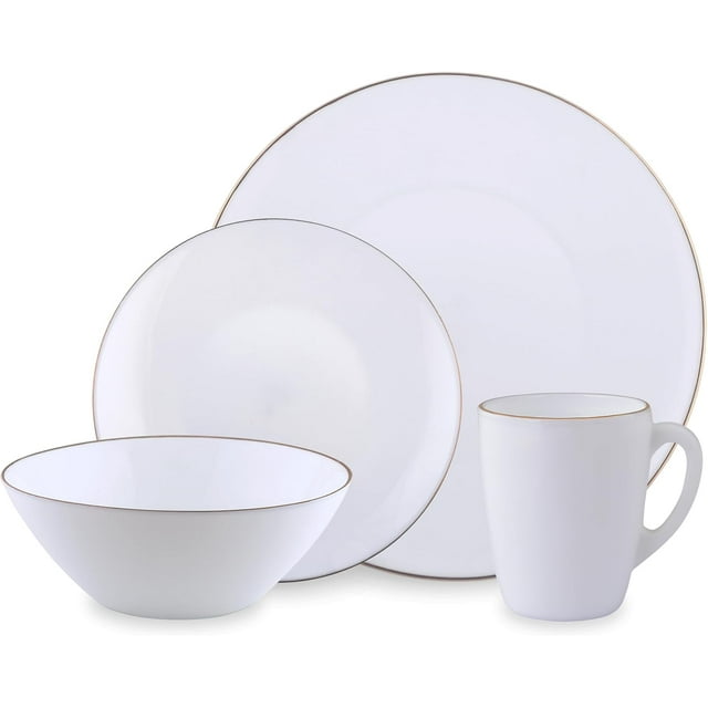 Victoria Home Gifts 16-Piece dinnerware,Plate Set, dinnerware Set for 4, Plates and Bowls Set, A Grade Glassware Dinnerware Set, Kitchen Set,Opal Glassware Dinner Plates,Plates,Mugs (2)