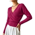 thumbnail image 5 of Women's Cinched Waist Knit Tops Fall and Winter Long Sleeved Solid Color Collar Top Casual Sweater, 5 of 9