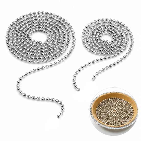 NOGIS 2 Pieces Pie Weights for Baking Pie Weight Chain Baking Pie Crust Weight Chain Stainless Steel Beads Baking Pie Weights for Dough Kitchen Cooking(6.56 Ft, 9.84 Ft)