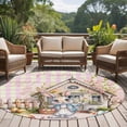 thumbnail image 5 of Easter Bunny Round Area Rugs Collection 6', Colorful Eggs Spring Flowers Pastoral Pink Plaid Non Slip Indoor Circular Throw Runner Rug Floor Mat Carpet for Living Room Dining Table Bedroom Nursery, 5 of 9