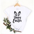 thumbnail image 4 of Cavosen Happy Easter Short Sleeve Blouses Womens Tops Summer Plus Size Bunny Funny Letter Print Blouse Crewneck Festival Shirts Vacation Holiday Tee Shirts Loose White 3XL, 4 of 5