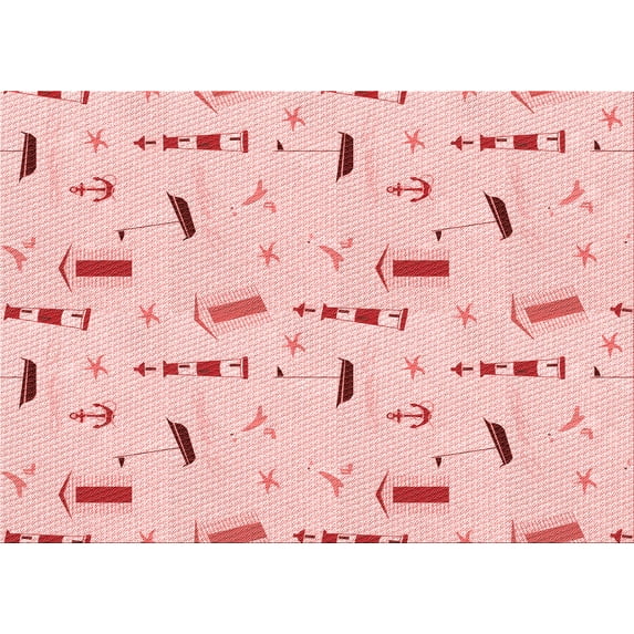 Ahgly Company Indoor Rectangle Patterned Pastel Red Pink Area Rugs, 8' x 12'