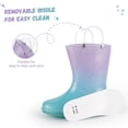 thumbnail image 2 of KEINDI Little Girls' Shoes Shiny Glitter Waterproof Wading Mid-Calf, Medium Low Heel Round Toe Purple, 9, 2 of 7