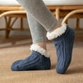 thumbnail image 5 of HAiming Women's Cable Knitted Socks Winter Thicken Fleece Lined Warm Slipper Socks Casual Cozy Indoor Non-slip Socks, 5 of 6