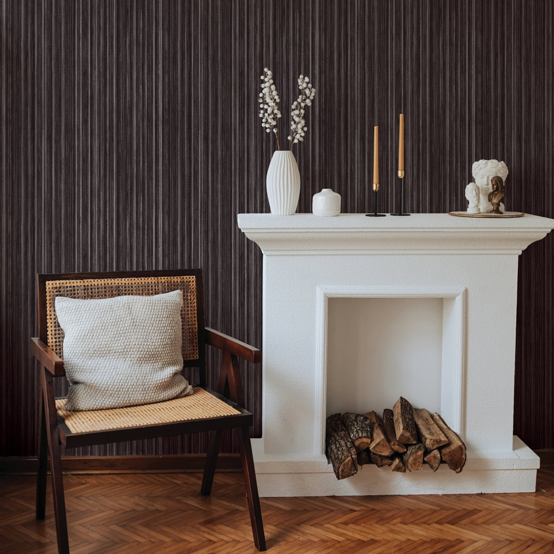 Tempaper Textured Faux Grasscloth Metallic Black Peel and Stick Wallpaper, 20.5" x 16.5'