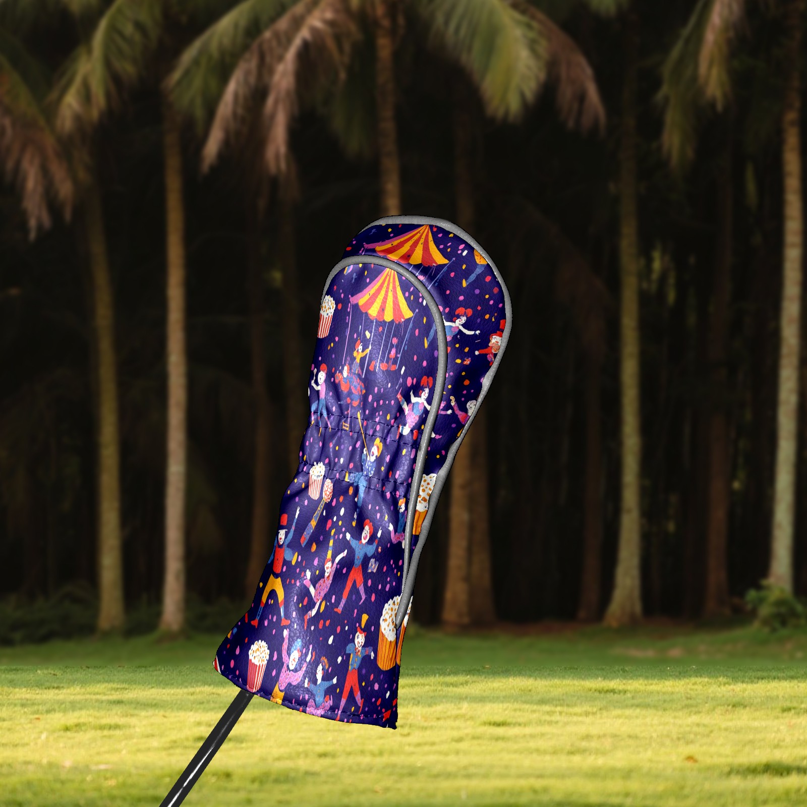 Golf Head Covers Circus Style Design for Driver, Wood & Hybrid, Premium Waterproof PU Leather with Plush Lining, Vintage Golf Gifts