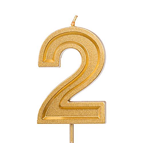 Luter 2 76 Inches Large Birthday Candles Gold Glitter Birthday Cake Candles Number Candles Cake Topper Decoration For Wedding Party Kids Adults 2 Walmart Com