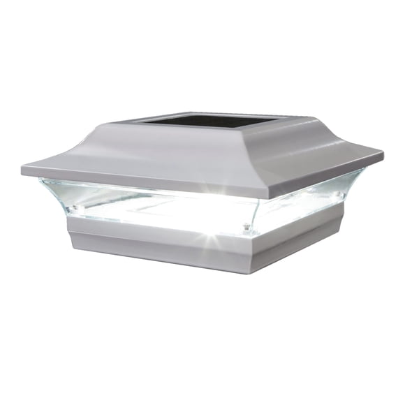 Classy Caps SL214W 5x5 Imperial Solar Post Cap - White – High-Performance Solar LED, Durable Cast Aluminum with Powder-Coated Finish, Fits Over an Actual 5" x5" Post.