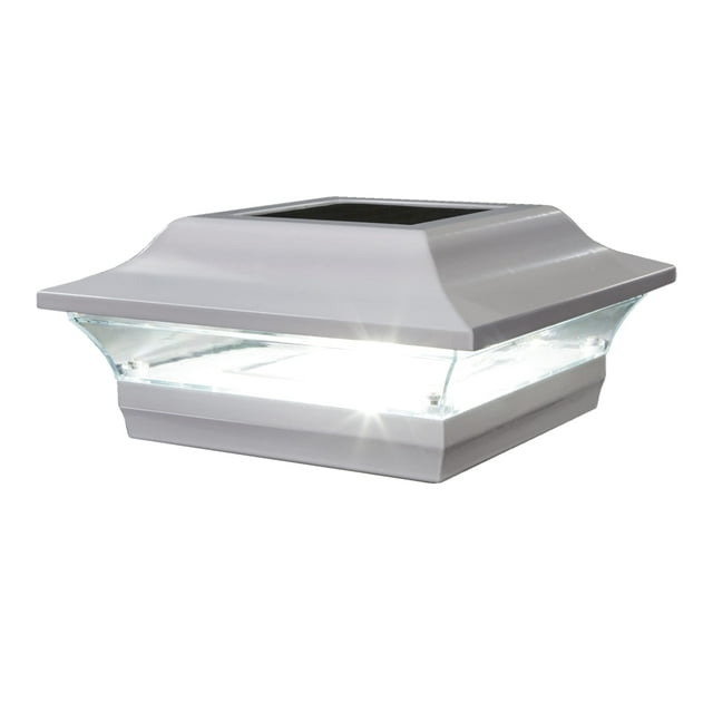 Classy Caps SL214W 5x5 Imperial Solar Post Cap - White – High-Performance Solar LED, Durable Cast Aluminum with Powder-Coated Finish, Fits Over an Actual 5" x5" Post.