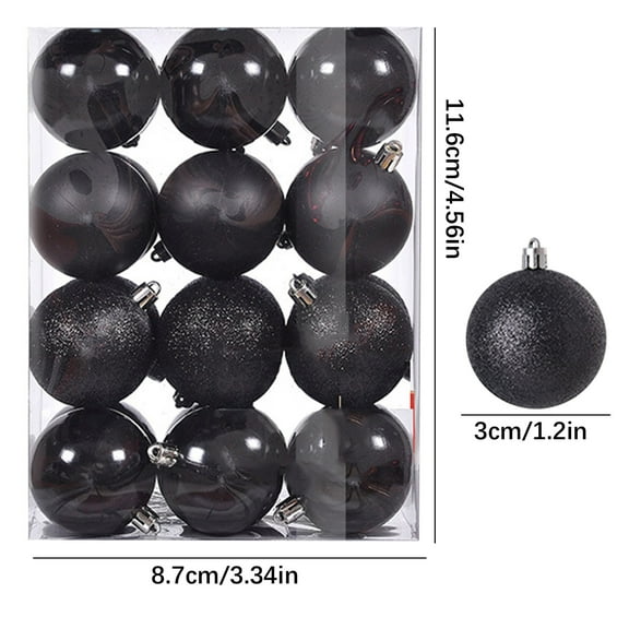 24Pcs Christmas Tree Balls Ornaments for Xmas Christmas Tree 30mm/1.18" Shatterproof Christmas Tree Decorations Hanging Ball for Holiday Wedding Party Christmas Decorations Clearance Black
