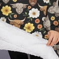 thumbnail image 3 of Oversized Wearable Blanket Hoodie,Black Highland Cow Flower Pattern Sherpa Blanket Hoodie with Super Pockets,Super Warm Fuzzy Pullover for Women & Men, 3 of 6