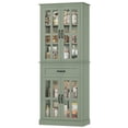 thumbnail image 6 of Homfa 71'' Kitchen Pantry with Adjustable Shelves & Drawer, Freestanding Storage Cabinet with 4 Glass Door for Living Room, Green, 6 of 7