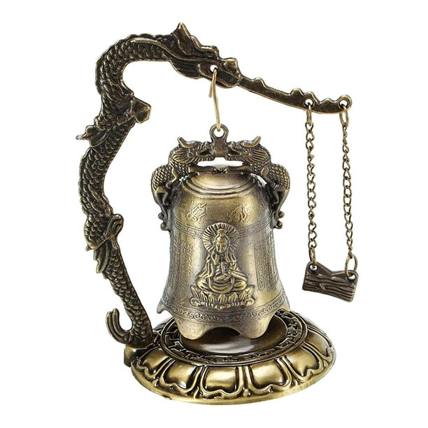 Escritorio Feng Shui chino perfecl campana Asiático Oriental arte pequeño taldo bronce coleccionables Tibetano
