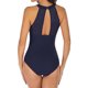 thumbnail image 5 of Trajes de baño de una pieza para mujer, traje de baño de bikini ajustado con perspectiva de gasa de malla de color sólido para mujer, 5 of 6
