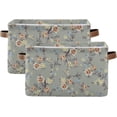 thumbnail image 2 of Coolnut Yellow Flower Storage Basket with Handles Collapsible Storage Bins Canvas Fabric Storage Organizer for Shelves Closet Bedroom Living Room 2Pack Decor Gifts, 2 of 7
