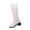 White_001, variant on Women's Knee High Side Zipper Boots, Faux Leather Round Toe Block Heel Tall Dress Boots, Comfort Non-Slip Fall Winter Booties for Office Daily Commuting Wear White 6.5(EU-37)