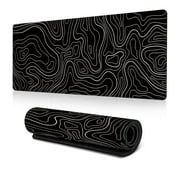 Topographic White Gaming Mouse Pad With Perfect Glide Wide, Big, Long, Extended