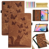 Allytech Case for Samsung Galaxy Tab S6 Lite 10.4 Inch 2022/2020 Model (SM-P610/P613/P615/P619) with Pen Holder & Card Pocket, Auto Sleep Wake Multi-Angle Viewing Soft TPU Back Cover, Brown