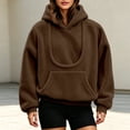 thumbnail image 6 of CAIVO Women Pet Carrying Hoodie Oversized Fuzzy Pullover With Dog Pouch Long Sleeve Drawstring Warm Casual Winter Tops Versatile Streetwear, 6 of 8