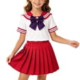 thumbnail image 6 of Girls Dress Sailor School Uniform Shirt Skirt Bow Tie Outfits Navy Suit Size 5-12 Red, 6 of 9