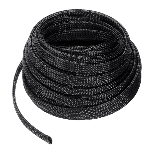 Manguito de cable trenzado expandible de 100 pies y 3/8 pulgadas, gestión de cables PET, tubo de envoltura de cables, negro