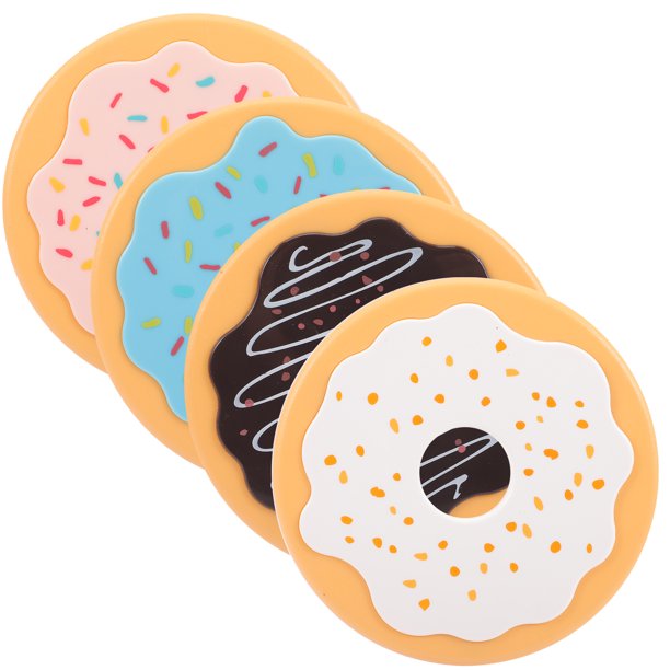 WORGEOUS 4pcs Donut Coasters Papas decorativas de taza decorativa Cabas Nonskid Mapeop Mats Hermosas posavasos