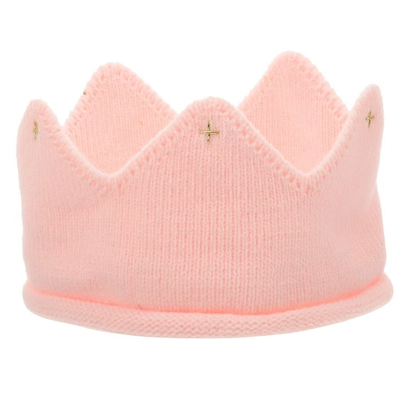 Mobutofu 1Pack Baby Knitted Hat Pink Acrylic Warm Crown Headband for Girls
