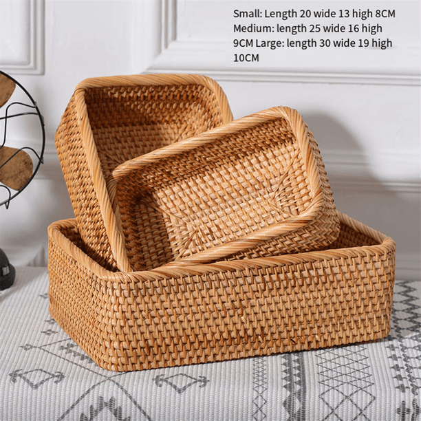 Panier à linge,Panier de rangement en osier et rotin fait à la main