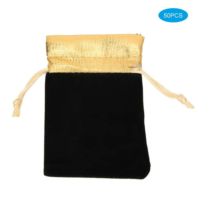 50 bolsas de terciopelo de 9 x 12 cm con cordón suave para gafas, joyas y regalos, color negro.