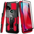 thumbnail image 1 of Nagebee Case for Motorola Moto G Stylus 5G (2021) with Tempered Glass Screen Protector (Full Coverage), Belt Clip Built-in Kickstand Dual Layer Full Body Protective Shockproof Rugged Case (Red), 1 of 6