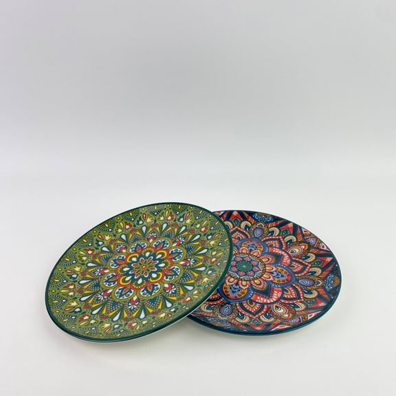 ArtCachet Ceramic table plates, 2 10.5-inch ceramic trays, safe for microwave, oven, and dishwasher