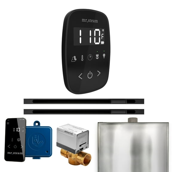 Mr Steam ButlerFlex Max Steam Shower w/TempoFlex Control and Linear Steamhead in Black Matte Black