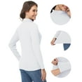 thumbnail image 3 of Tyhengta Women's Turtleneck Sweaters Long Sleeve Pullover Sweaters Mock Neck Knitted T-Shirt Basic Slim Fit Tee Tops White L, 3 of 7
