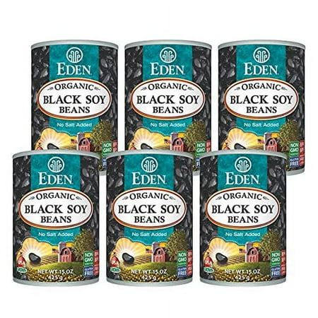 Eden Organic Black Soybeans, 15 oz Can (6-Pack), Complete Protein, No Salt, Non-GMO, Gluten Free, Vegan, Kosher, U.S. Grown, Heat and Serve, Macrobiotic, Soy Beans