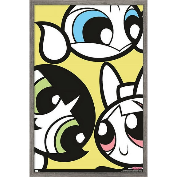 The Powerpuff Girls - Group Faces Wall Poster, 22.375" x 34", Framed
