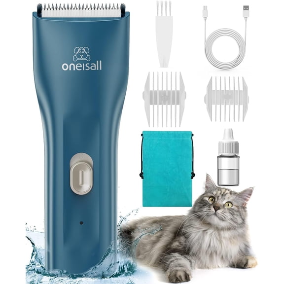 Pet Clipper for Cat Matted Hair, Pet Shaver for Cats Quiet Pet Clippers Waterproof Cordless Cat Clippers for Matted Long Hair with Storage Bag (Green)